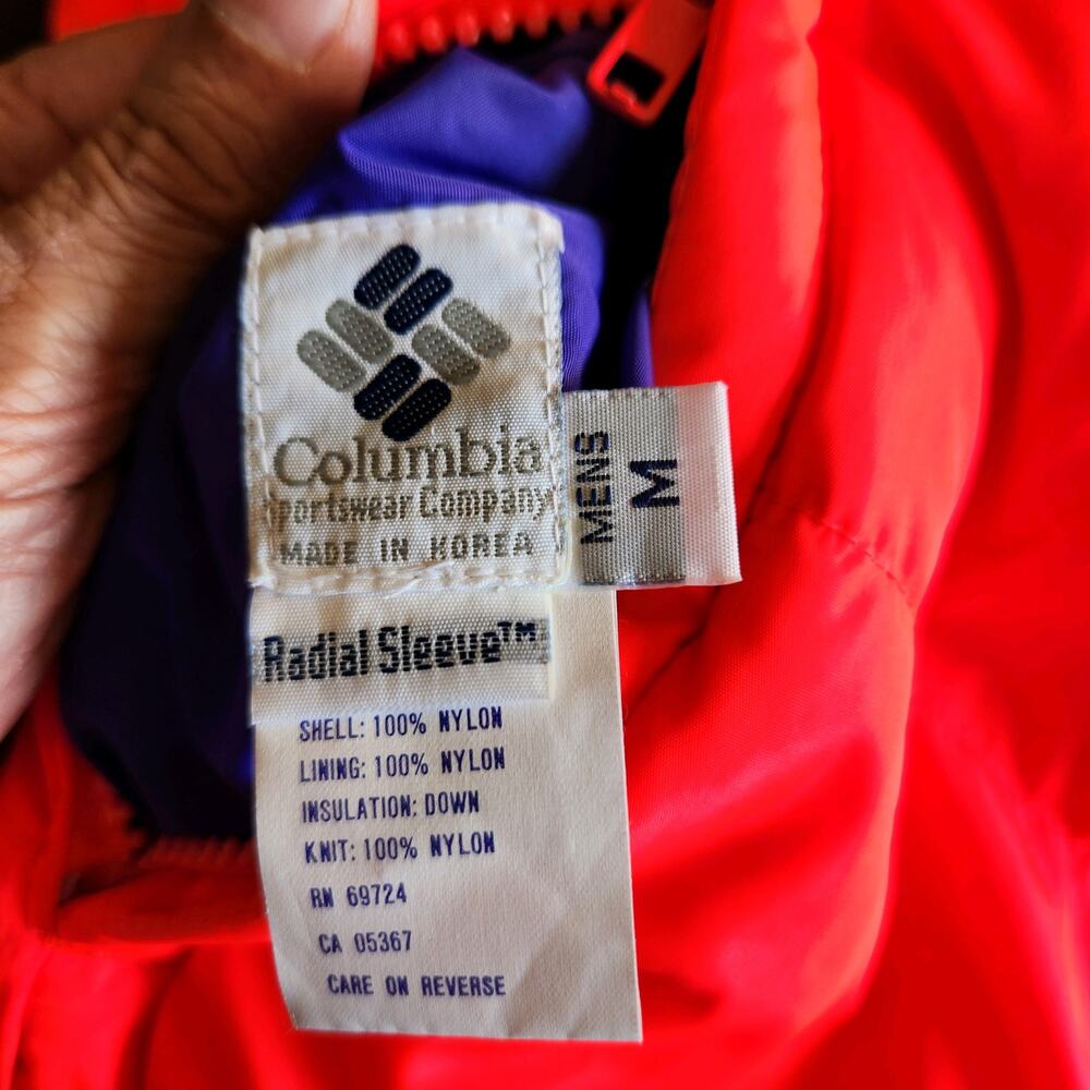 Columbia Vintage Reversible Down Puffer Jacket Men's‎ Medium Purple Coral - Picture 5 of 16